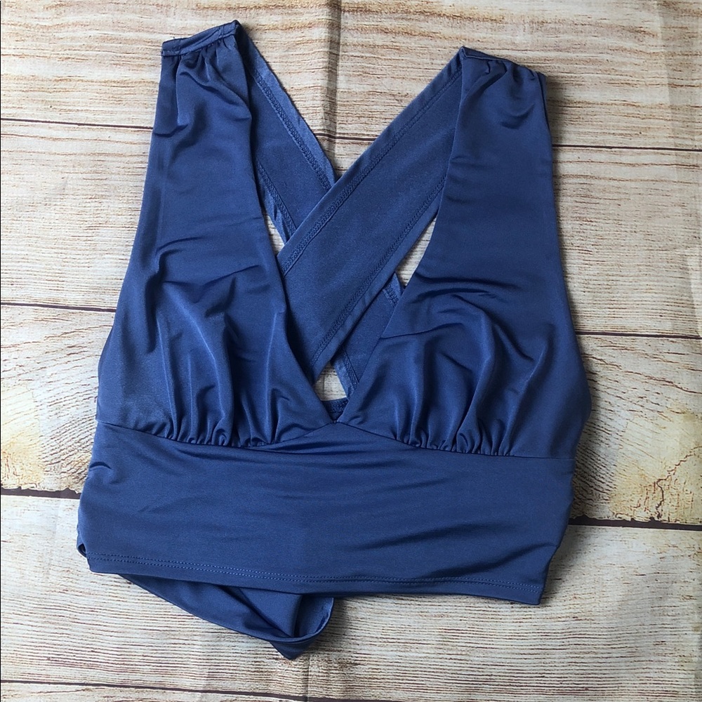 Urban Outfitters Navy Wrap Crop Top‎